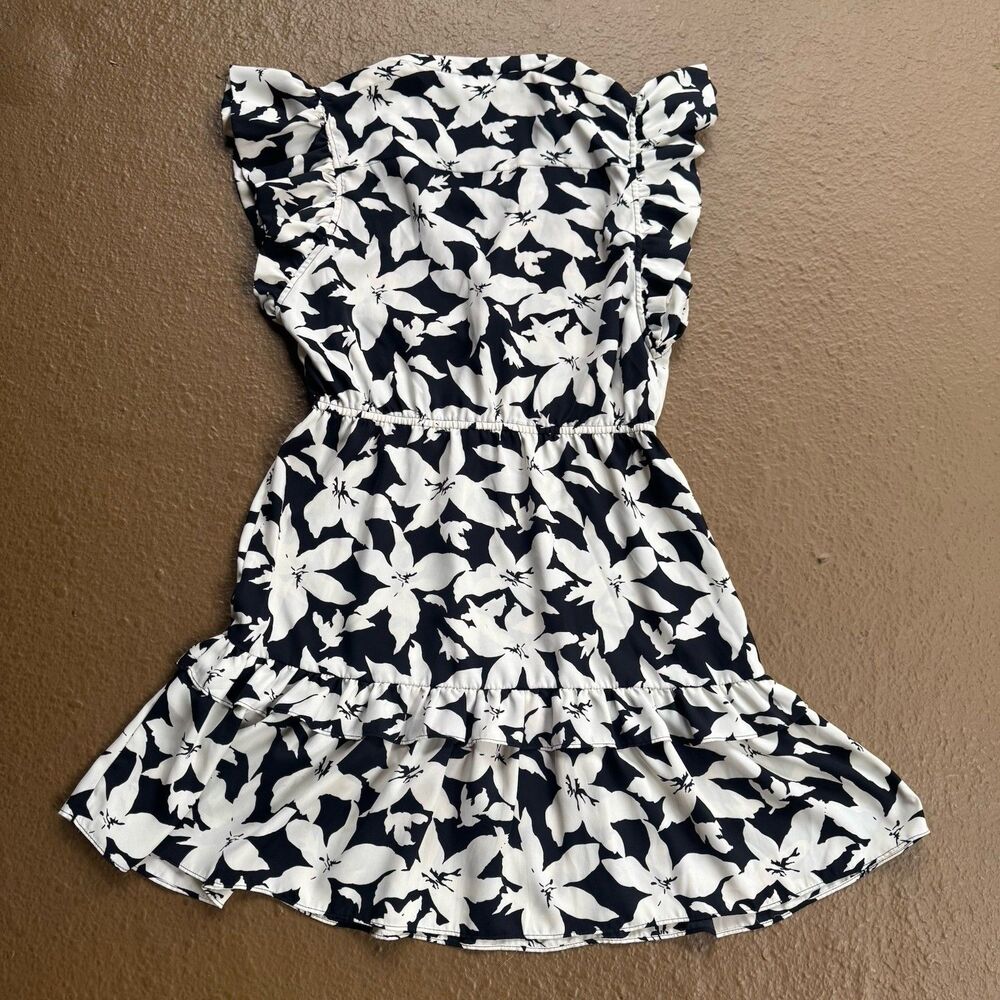 Joie Krystina Dress Sz M Ruffles Flutter Sleeve Summer White Black Floral $348 - Picture 8 of 13